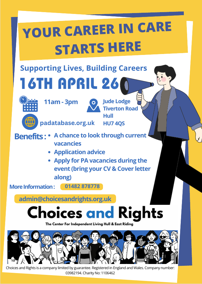 Choices and Rights Poster - Careers event 11am til 3pm, Jude Lodge Tiverton Road, Hull HU7 4QS