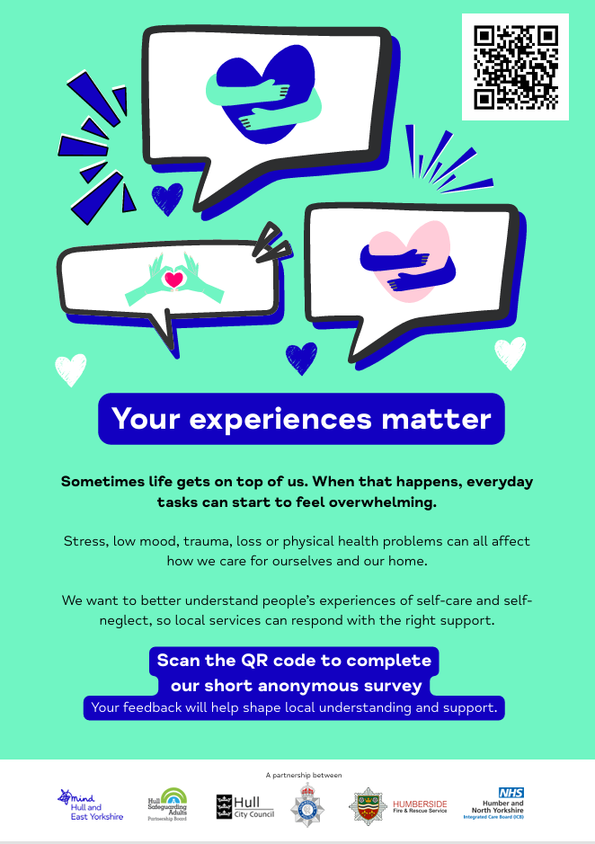 Poster for Survey 'Your experience matters' click to go to surveymonkey